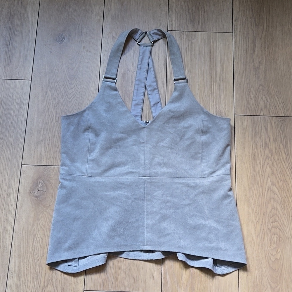 BCBGMaxazria Charlotte Faux Suede Western Racerback Tank Top size S